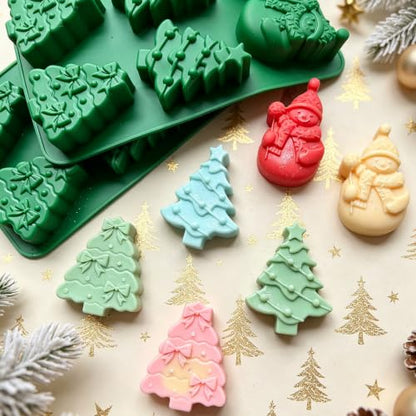 Christmas Snowman & Green Christmas Tree Silicone Molds for DIY Crafts