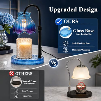 JACCAWS Candle Warmer Lamp with Timer & Dimmer, Adjustable Height - Blue