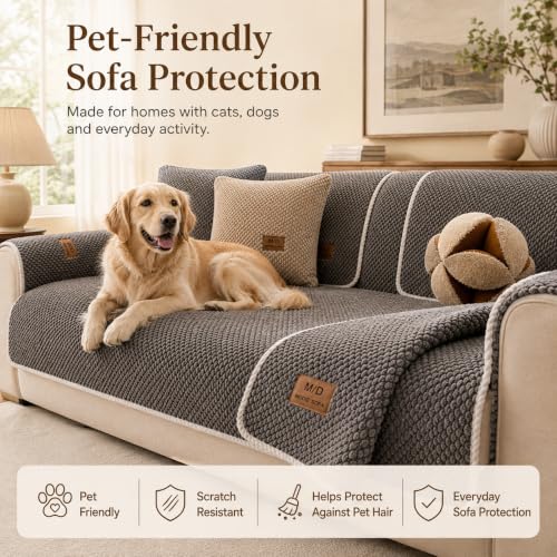 Pet-Friendly Thick Couch Cover for Sofa - Green, 4 Seat, 82.7 x 35.4" - Removable & Washable