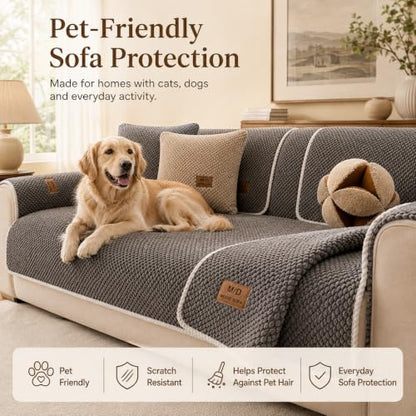 Pet-Friendly Thick Couch Cover for Sofa - Green, 4 Seat, 82.7 x 35.4" - Removable & Washable