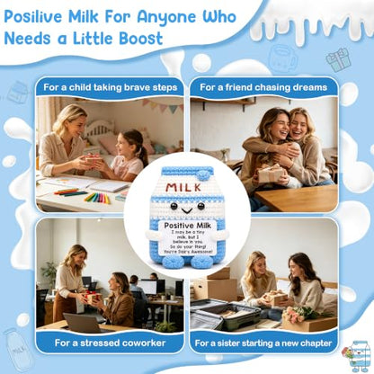 Crochet Animal Milk Carton Figurine - Positive Gift for Coworkers & Friends