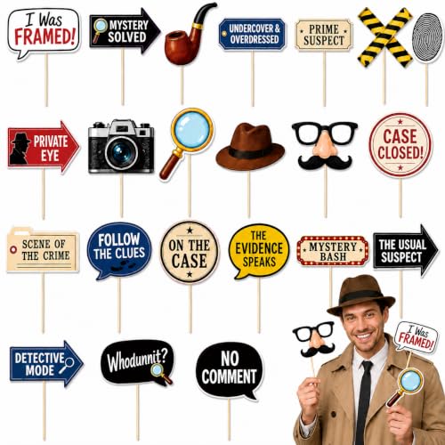 22-Piece Murder Mystery Photo Booth Props Set for Detective Party