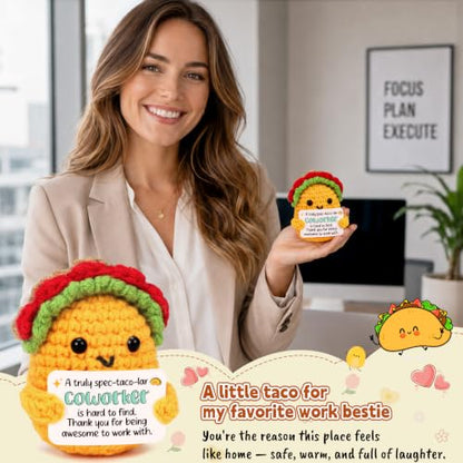 Coworker Appreciation Gift Crochet Taco with Thank You Card - Variation of THIS Listing