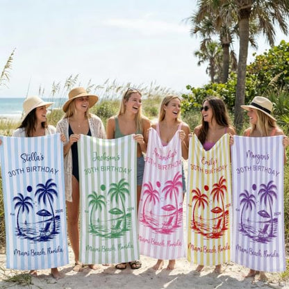 Personalized Microfiber Beach Towel with Style-3 for Bridal Party & Vacation