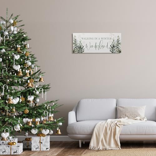Winter Wonderland Trees Canvas Wall Art - Holiday Lodge Decor, 13x30 Inches