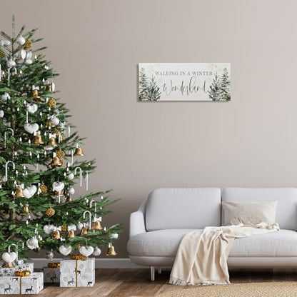 Winter Wonderland Trees Canvas Wall Art - Holiday Lodge Decor, 13x30 Inches