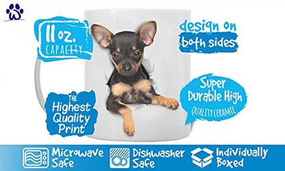 Dog Mug - Ceramic Toy Terrier Coffee Cup - 11oz Funny Pet Lover Gift - Variation: Toy Terrier Puppy