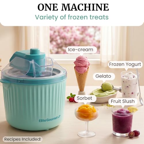 Self-Churning Electric Ice Cream Maker 1 Quart - Homemade Gelato & Sorbet, Mint