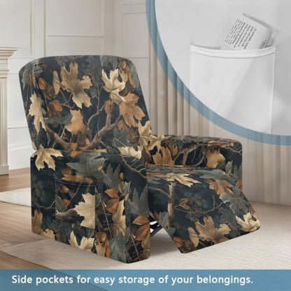 Washable Recliner Chair Cover Camo Leaves - Stretch & Pet-Friendly