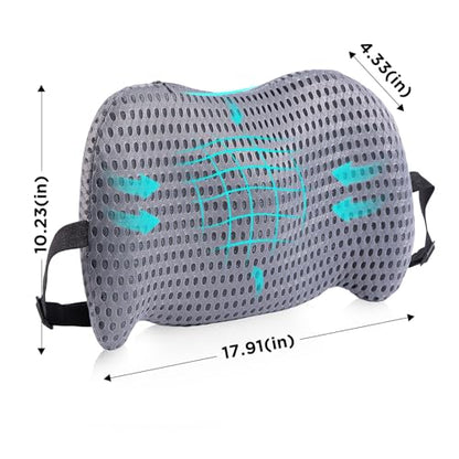 Lumbar Support Pillow for Office Chair, Car Lumbar Pillow Lower Back Pain Relief, Memory Foam Back Cushion with 4D Mesh Cover and Adjustable Straps, Ergonomic Chair Back Pillow for Car,Bed, Gaming