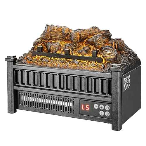 VEVOR 16 Inch Electric Fireplace Log Heater, Fireplace Insert with Remote Control, 5 Flame Brightness Levels, Thermostat, 24H Timer, Overheat Protection, for Home and Office Decor, Black