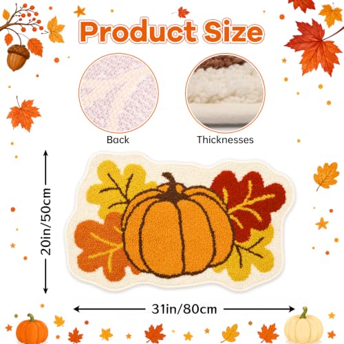Fall Pumpkin Maple Leaf Bathroom Rug 31x20 Inches - Yellow Brown Variation