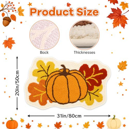 Fall Pumpkin Maple Leaf Bathroom Rug 31x20 Inches - Yellow Brown Variation
