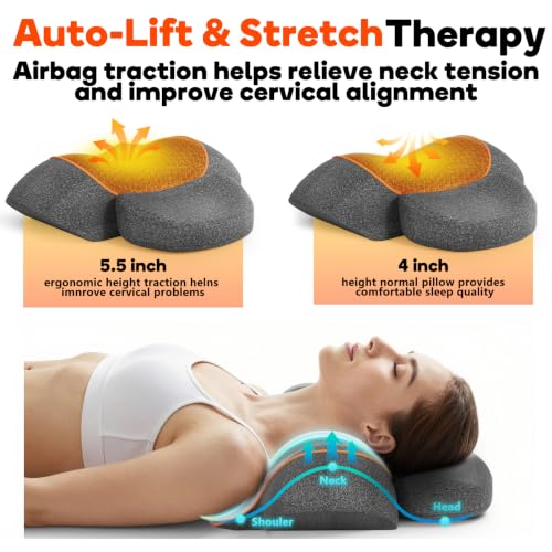 Cordless Neck Massage Pillow with Heat and Traction for Pain Relief