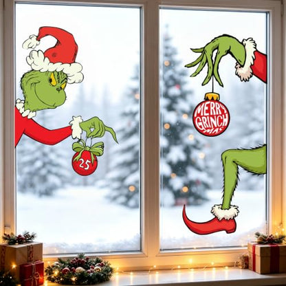 Large Christmas Door Stickers 52x48 Inches Holiday Window Wall Decal Seasonal Decor