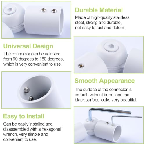 3/4 Inch Stainless Steel Adjustable Corner Connector White - Pack of 1
