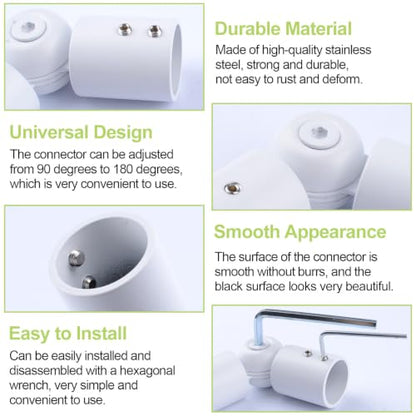 3/4 Inch Stainless Steel Adjustable Corner Connector White - Pack of 1