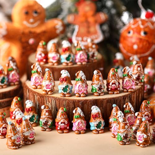80 Pcs Christmas Gingerbread Man Mini Resin Gnomes - Gingerbread Man Variation