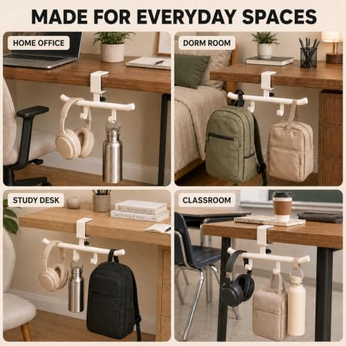 Desk Bag Hook Clamp for Purse Purse Holder Desk Organizer White