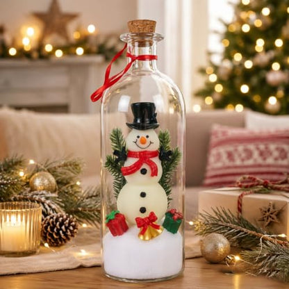 Recordable Christmas Tree in a Glass Bottle with Snowy Mini Trees - Red B