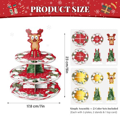 Christmas Money Holder Set - 2 Pack Holiday Gift Table Decorations - Red Snowflakes & Trees