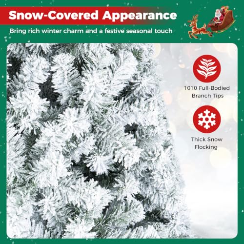 White Snow Flocked Artificial Christmas Tree 7.5 Ft Unlit with Branch Tips