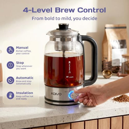 Electric Coffee Percolator with Glass Pot and Stainless Steel Filter - 11 Cups