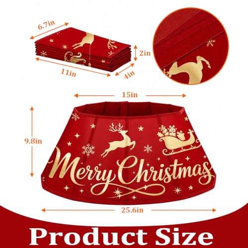 Reindeer Christmas Tree Collar 26 Inch Foldable Holiday Base Cover for Indoor Decor