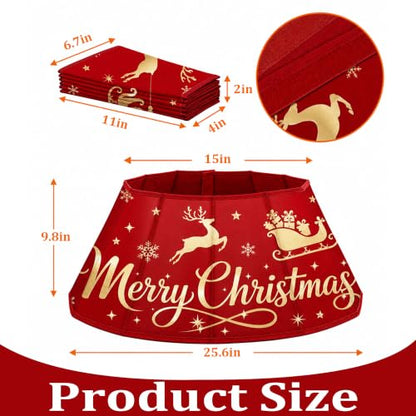 Reindeer Christmas Tree Collar 26 Inch Foldable Holiday Base Cover for Indoor Decor