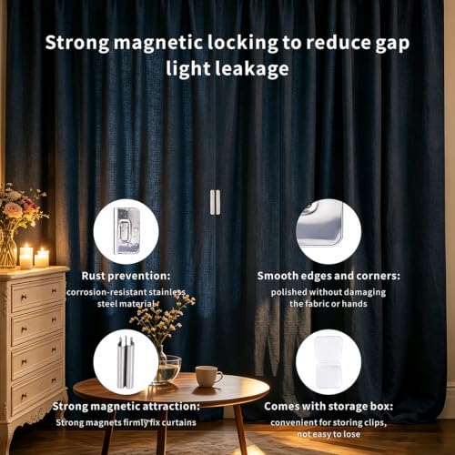 8 Pairs Magnetic Curtain Clips No-Drill Window Magnet Closure - Neutral Color