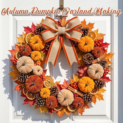 Brown Fall Artificial Velvet Pumpkins Decor Set - 12 Mini Foam Pumpkins for Autumn Home Display