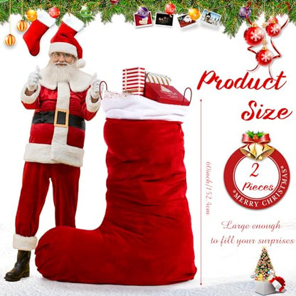 60 Inch Jumbo Velvet Christmas Stocking - Classic Red with White Fur Trim – Variation: Classic / Red