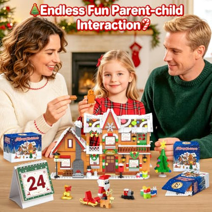 Gingerbread House Building Block Set for Kids & Adults - 24-Day Christmas Advent Calendar