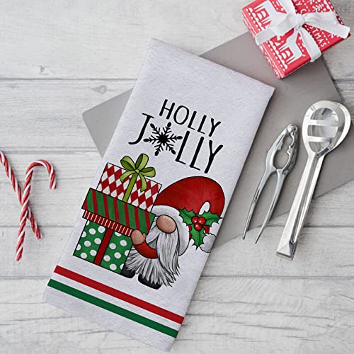 Gnome Christmas Tree Holiday Kitchen Dish Towel Set of 2 - Merry Christmas Decor