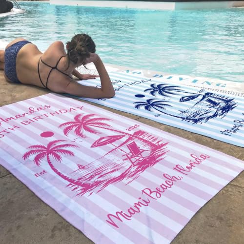 Personalized Microfiber Beach Towel with Style-3 for Bridal Party & Vacation