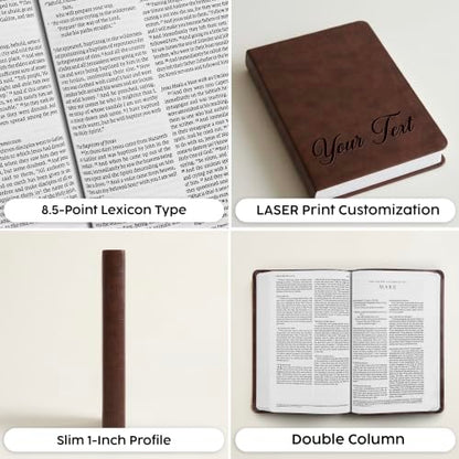 Personalized Wedding Bible with Brown Cover - Engraved Name & Text - Bridal Gift - Custom Edition - D2 Brown Variation