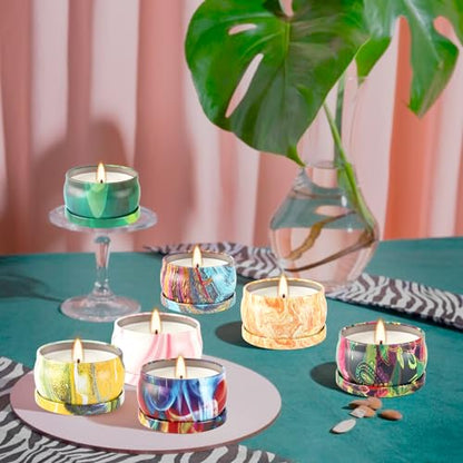 Scented Candle Gift Set 24 Pack - Soy Wax Travel Tin Candles for Home & Gifts - 24 Colors