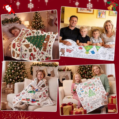 Christmas DIY Coloring Blanket with 24 Markers - Christmas Tree Variation