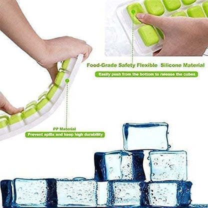 Skiennix Silicone Ice Cube Tray - Easy-Release, Food-Grade PP & Organic Silicone - 6 Packs, Dishwasher Safe