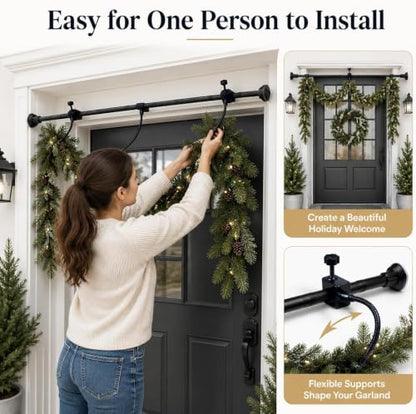Adjustable Garland Hanger for Front Door 31.5-80.7 Inch No Drill Heavy Duty Support up to 25 lbs