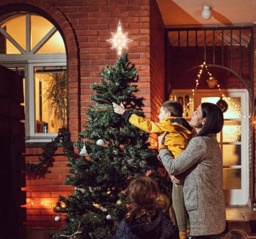 12.9 Inch Christmas Tree Topper Bethlehem Star with Warm Lights - Festive Holiday Decor