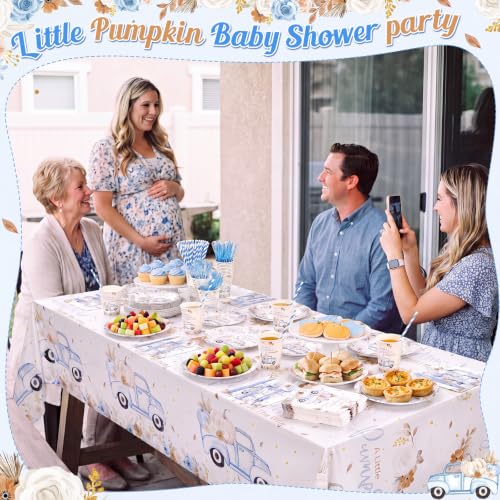 Blue and Brown Little Pumpkin Baby Shower Party Tableware Set for 50 Guests