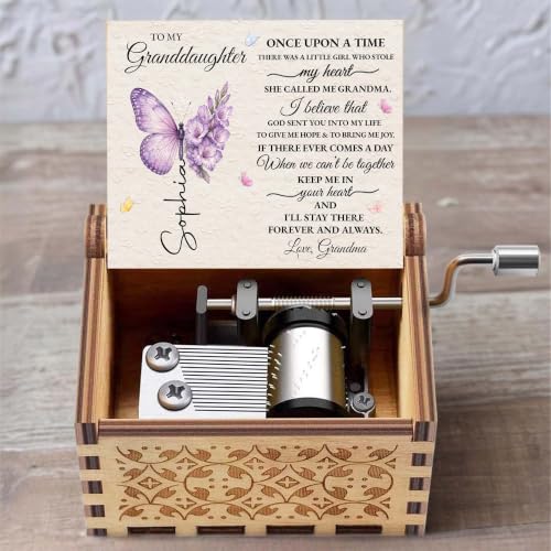 Personalized Granddaughter Music Box with Birth Flower & Heartfelt Message