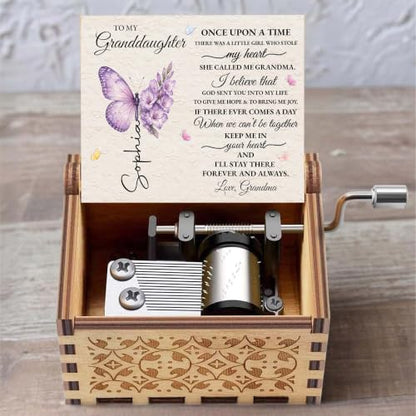 Personalized Granddaughter Music Box with Birth Flower & Heartfelt Message