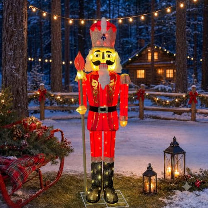 5FT Lighted Nutcracker Scepter Decor - Wine Red Outdoor Christmas Ornament