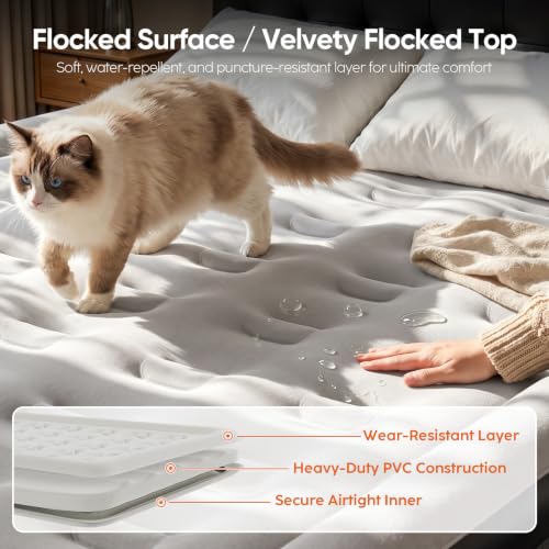 Full & Queen Air Mattress with Built-In Pump – 18 Inch Raised, Waterproof PVC