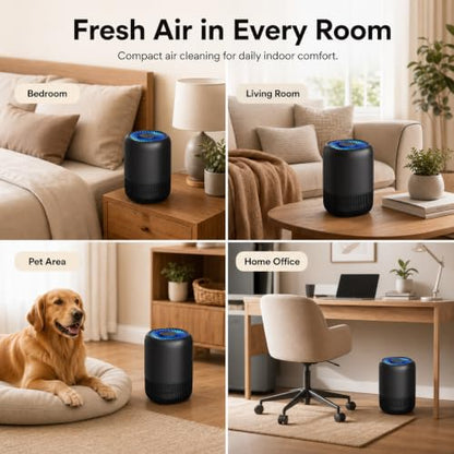 Black 2-Pack Home Air Purifiers for Large Rooms, Pet Odors, Smoke, Pollen