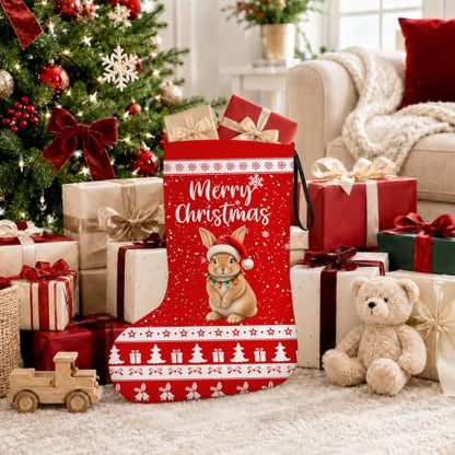 Christmas Stockings Bunny Gifts Holiday Decor 16.8 Inch Linen