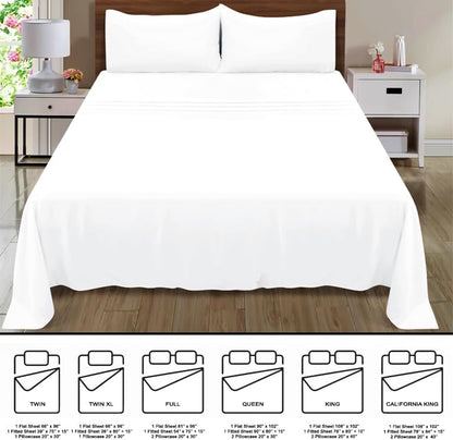 Skiennix Queen Sheet Set - Ultra Soft Double Brushed Microfiber Bedding | 4-Piece Deep Pocket, Wrinkle-Free, Easy Care - White