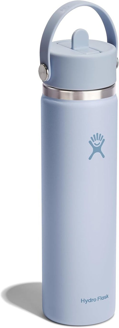 Hydro Flask Water Bottle - Insulated Stainless Steel with Wide Mouth Flex Straw Lid | 24 Oz Surf Blue